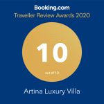 Booking.com Traveller Review Awards 2020 - Winner Artina Luxury Villa